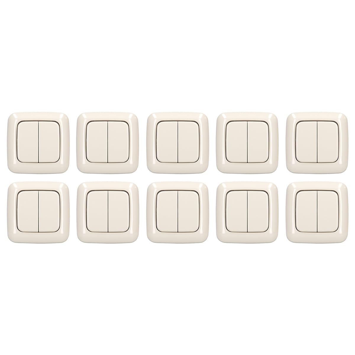 10 Stück Busch-Jaeger Duro 2000 SI Serienschalter Set 1-fach Cremeweiß