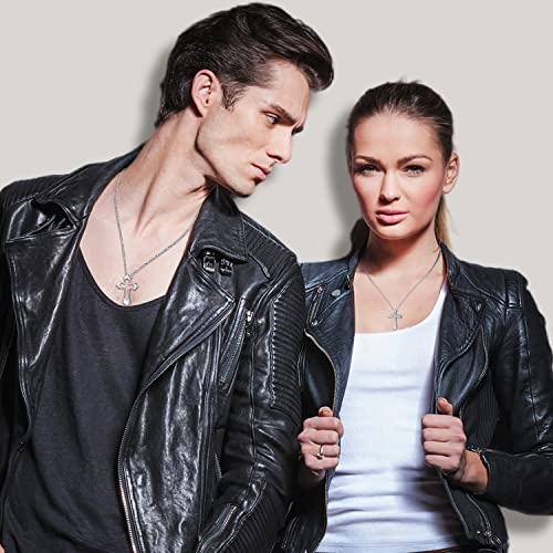 Matching Cross Necklace 925 Sterling Silver Silver/Black Cross Pendant Religious Jewelry Christian Baptism Gift for Men Women4