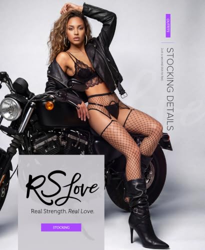 Image of RSLOVE Fishnet Stockings for Women - Garter Thigh High Stockings Sexy Fishnet Tights High Waist Pantyhose Lingerie