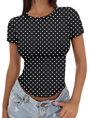 Image of Trendy Queen Womens Basic T Shirts - Stretchy Soft Slim Fit Short Sleeve Y2k Cute Summer Crop Workout Tops
