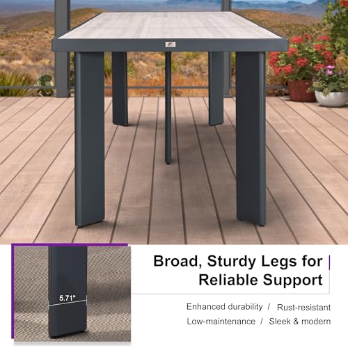 Image of PURPLE LEAF Outdoor Dining Set for 8 with Built-in Cushions Deep Grey