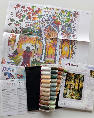 Image of RIOLIS - Night Park 2064, Cross Stitch Kits 11 inch x 15 inch, Cross Stitch Kits for Beginners & Advanced, Crossstitching Kit Adult, Embroidery Counted Stitching Kit