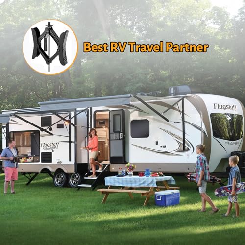 MYPIN Wohnwagen Radkeil Stabilisator 2 Sätze für RV Travel Trailer, mit 8 reflektierenden Streifen, robuster X-förmigen RV Stabilisator Radkeil Anti-Move Tire Radkeil