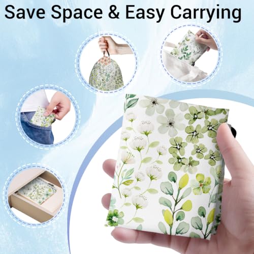 Image of Drawstring Bag Green Leaves Flowers Waterproof Storage Bags for Travel Pool Cycling