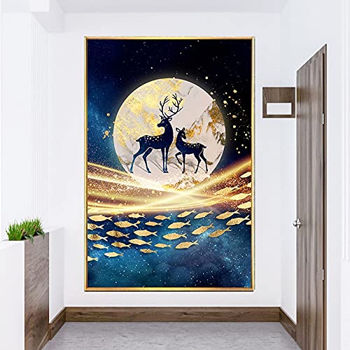 Artisanat de point de croix lune d'élan anti-stress peinture au diamant adultes