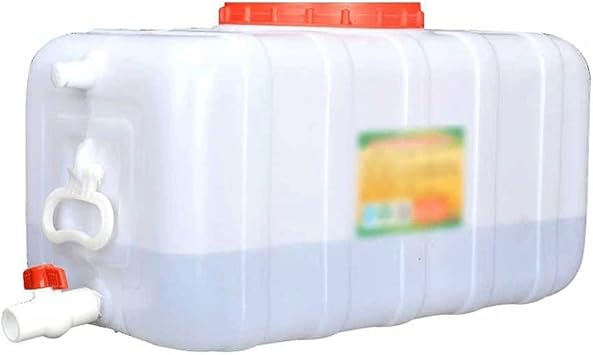Water Tank White Water Tank With Faucet, 80L Thick Plastic Horizontal Water Storage Container, Rectangular Storage Bucket With Lid, Portable Camping Water Container for Field Travel Car Use Size80L
