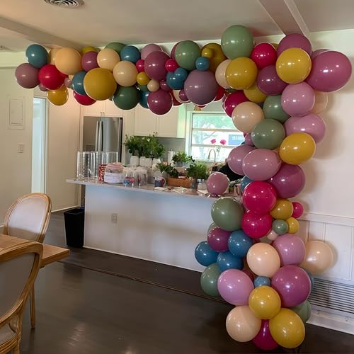 Image of Boho Rainbow Balloons Retro Colorful Floral Balloon Assorted Colors Groovy Garden Wild Flower Daisy Baby in Bloom Baby Shower Birthday Balloons Party Decorations, Vintage Pink Blue Green Yellow Purple