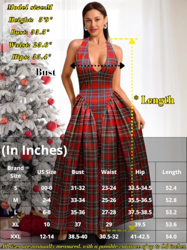 Image of ChiaoLezhee Deep V Neck Dress, Halter Maxi Dresses, Vacation Date Night, Sexy for Women Corset Flowy Wedding Guest Drop Waist