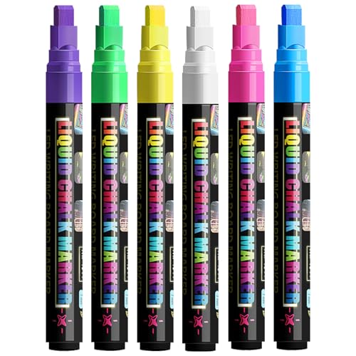 Rotuladores de tiza para cristal, lavable, rotulador de tiza para ventanas, 6 colores, marcadores de tiza para cristal, lápices de ventana de colores, dibujo, artista, regalos de Pascua