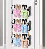 Ahorro de espacio: viene con 3 organizadores de zapatos, el zapatero trasero de la puerta puede adaptarse a hasta 4 pares de zapatos femeninos o infantiles por estante como se muestra en la imagen, mantén tus zapatos felizmente emparejados, no más buscar en la parte posterior de tu armario ese zapato perdido, puede mantener los zapatos en el lugar correcto y todos en tu hogar organizados.