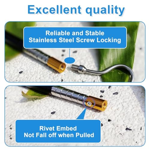 HSUYUN Teleskopstange mit Haken, Einziehbar Markisenöffner-Abzieherstange, mit Haken Dachboden-Leiter-Zugsystem-Set, Edelstahl-Einziehhaken, für Angeln, Camping, Zuhause