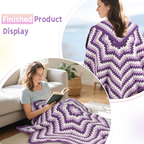 Image of Katech Crochet Kit for Beginners,Crochet Blanket Kits for Adults Learn to Crocheting Blanket Kit