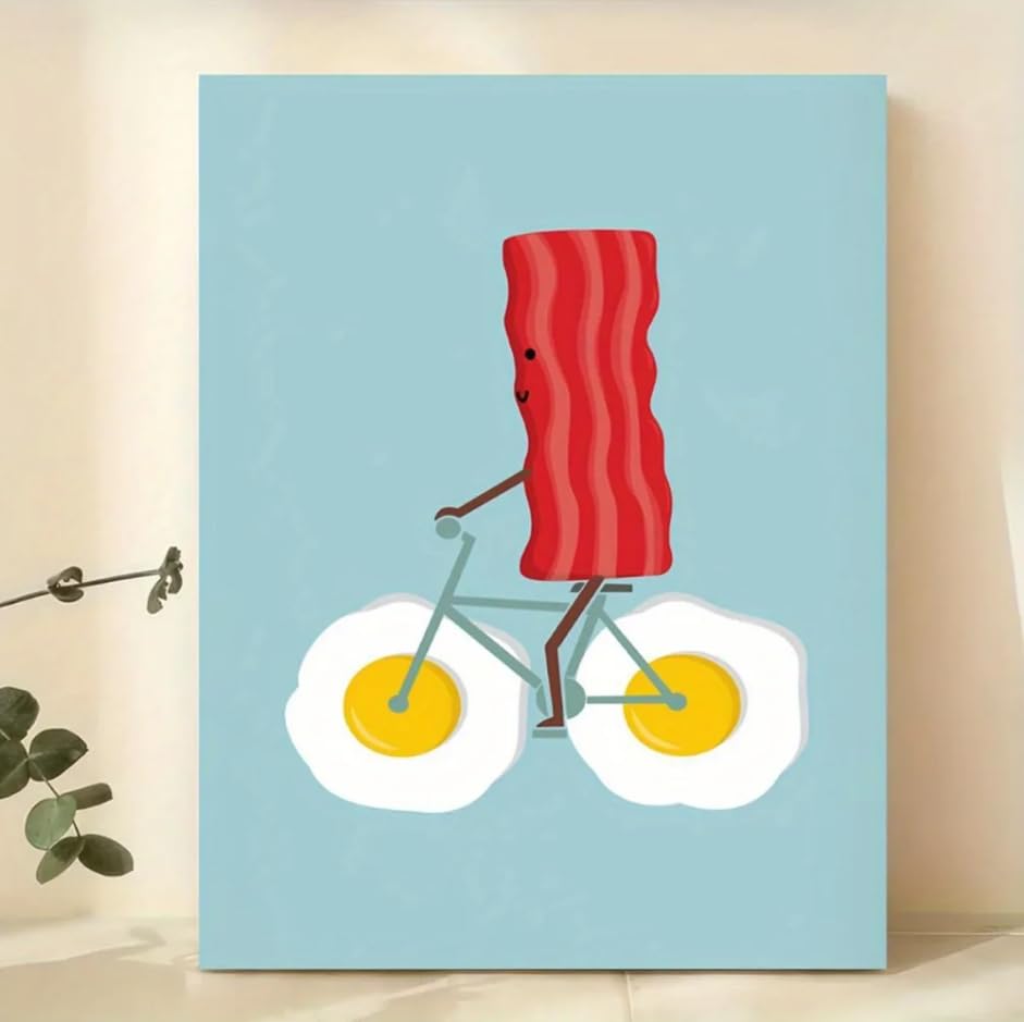Tableau bacon et œufs pour égayer un mur vide de cuisine sombre 30x40cm