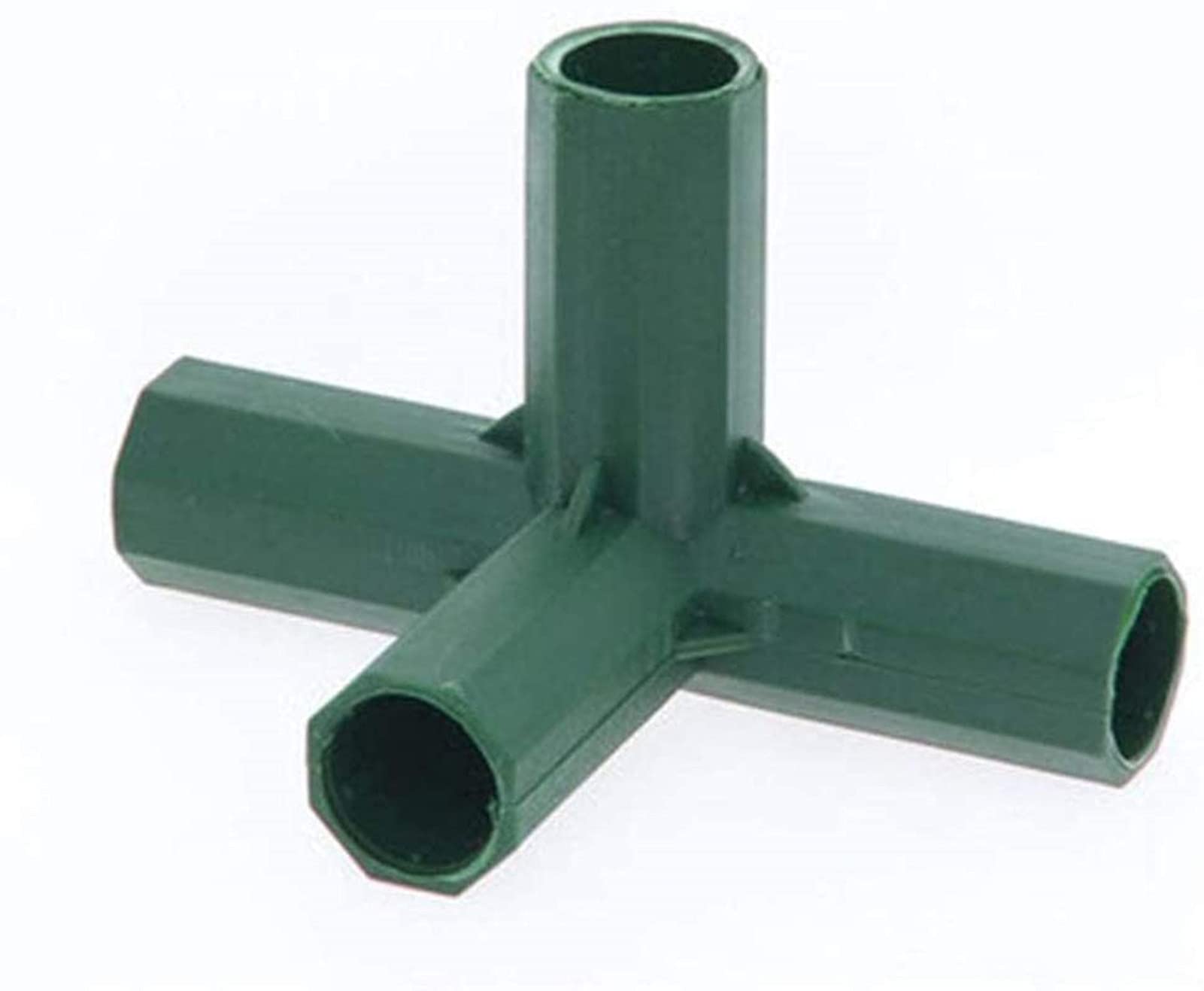 15 Pieces 16MM Greenhouse Frame Connectors Plastic Coated Canes PVC Fitting Stable Support Gardening Building Fruit Supports Cages Netting Frames Fencing Cane Rods (Green 4 Way Corner Connector 11mm)