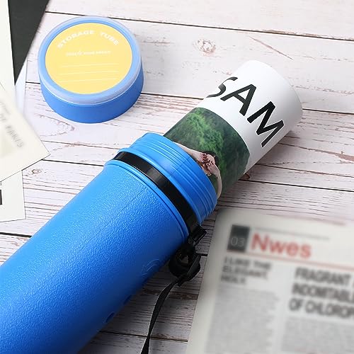 Image of Ireer 6 Pcs Expandable Poster Tube with Strap for Documents Artwork Container Poster Transport Map Holder Tube Blueprint Storage Carrying Case for Architect Teacher Student 24.5'' to 40'' (Blue)