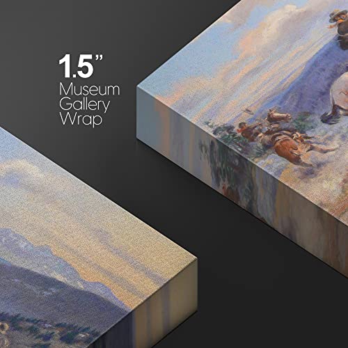 Wall26 Canvas Print Wall Art Swift Horses Are Surer Than Lead By Charles Russell Animals Wildlife Illustrations Realism Rustic Scenic Nature Chic Colorful For Living Room, Bedroom, Office - 32"X48" #TOP3