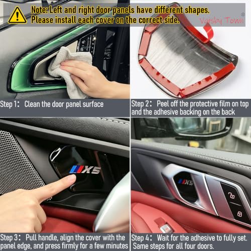 Image of Car Inner Door Handle Panel Covers compatible with BMW X5 2019-2026 | Titanium Black Interior Trim Accessories, 4 pcs for Front and Rear