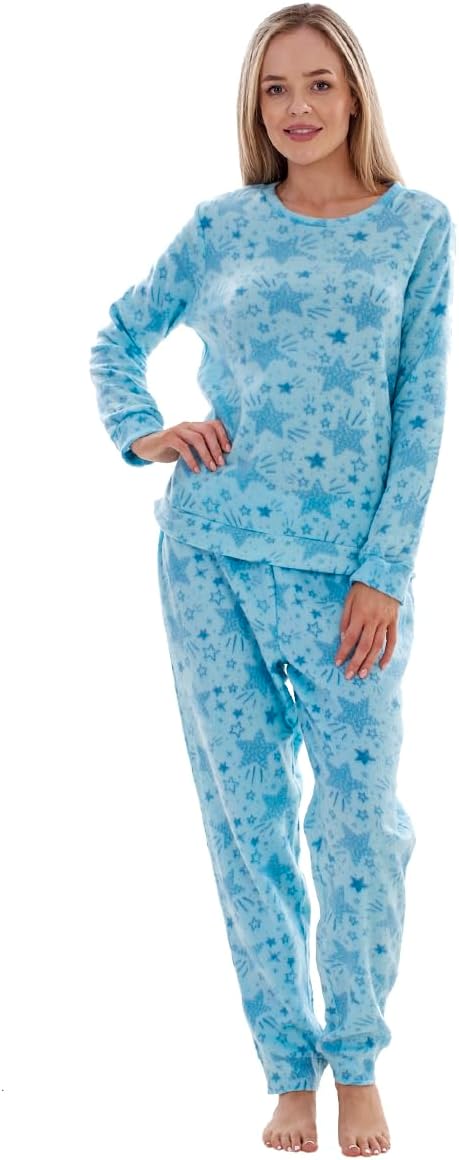 ChicWhisperLadies Plush Super Soft Check Pyjamas Warm Teddy Bear Fleece PJ'S