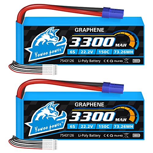 Yowoo 6S 22.2V 3300mAh Lipo Battery (2 Packs)