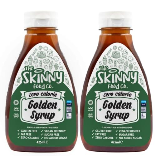 Skinny Food Sugar Free Golden Syrup x 2! Zero Calorie Syrup For Breakfast Snacks Drinks & Desserts - Vegan Gluten-free Keto & Paleo Friendly Golden Syrup -