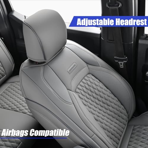Image of Coverado JK Seat Covers 4 Door Fullset for Jeep Wrangler, Waterproof Leather Car Seat Protector for Truck Automotive Seat Custions Custom Fit for 2013-2017 Jeep Wrangler Full Coverage(Gray)