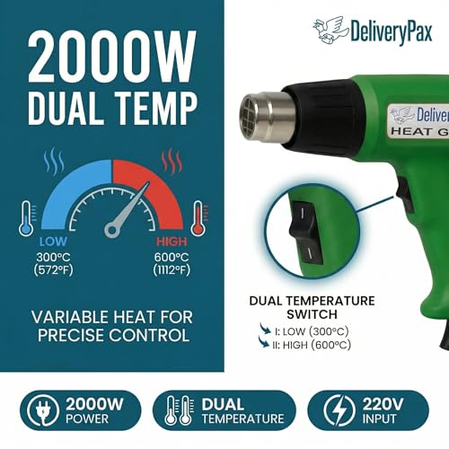 Image of Delivery Pax 2000W Heat Gun Machine and PVC Shrink 20inch x 10m Dual Temperature WITH 6 MONTHS WARRANTY | Hot Gun Machine for Packing| Heat Gun for Shrink Wrapping| Hot Air Gun for Paint Removal