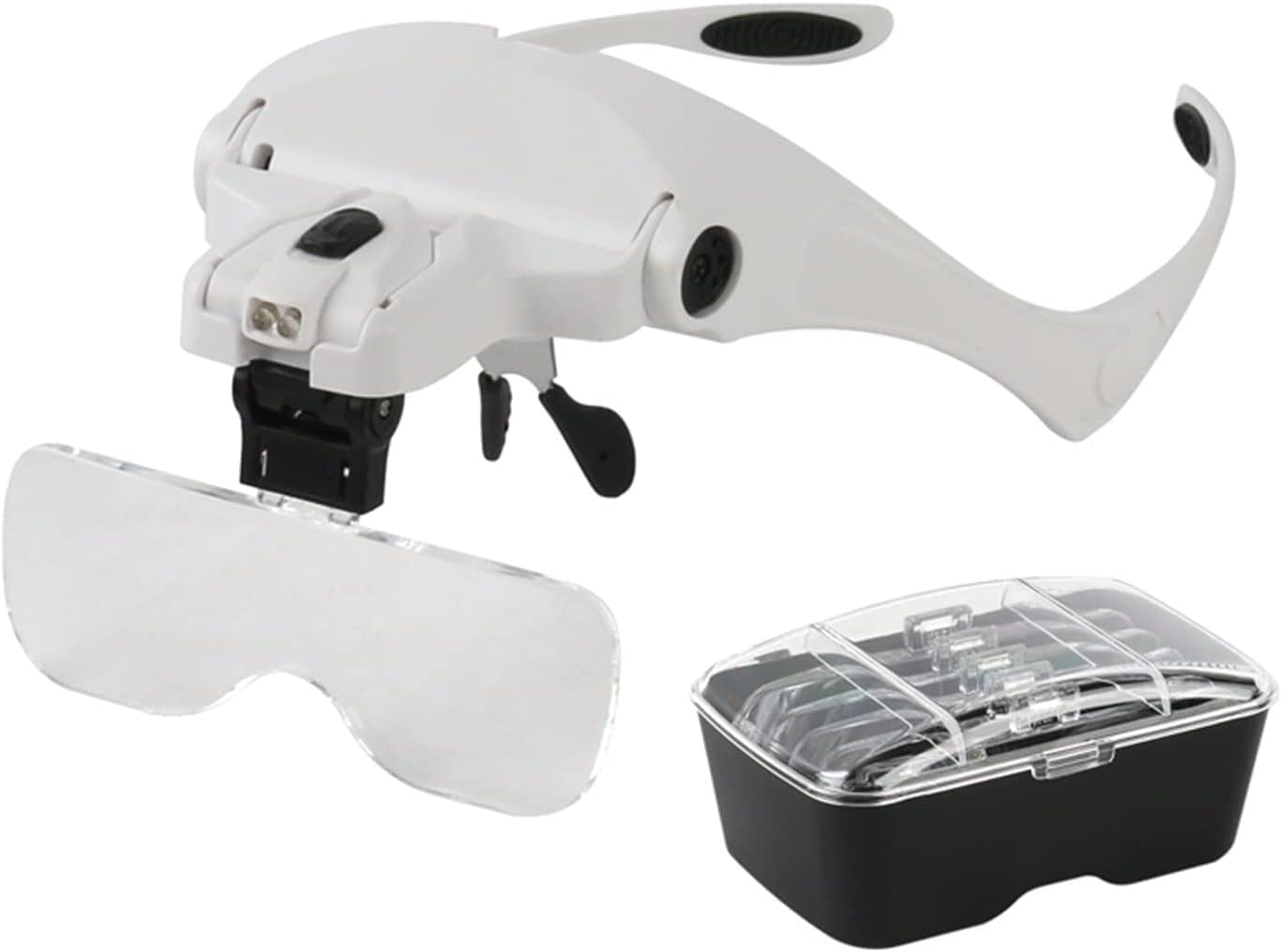 asdchZen 1X 1.5X 2.0X 2.5X 3.5X Led Light Glasses Magnifiying Glass Eyeglasses Bracket Headband Interchangeable Magnifier Marriage
