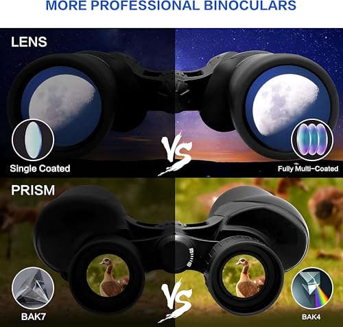 Image of Binoculars for Long Distance, 10x50 Ultra HD Binoculars for Adults High Powered with Clear Vision BAK4 Prism FMC Lens Easy Focus Long Range Portable (6 Months Warranty)