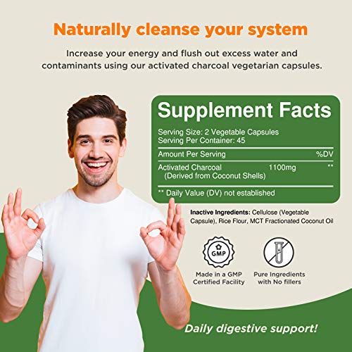 Cleanse and Detox Activated Charcoal Capsules - Purifying Detox Pills with 1200mg Per Serving Coconut Charcoal Powder for Bloating Relief and Body Detox Cleanse - Active Charcoal for Gut Health-180ct - Image 5