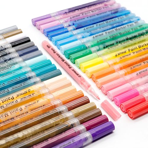 JEFFNIUB Acrylstifte für Steine Wasserfest 40, 0.7mm Fein Acrylmarker...