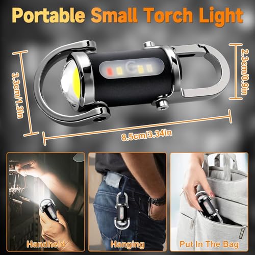 Image of Zentro Rechargeable LED Keychain Flashlight with Type-C Charging, Magnetic Base, Multi Color Light Modes, Compact Torch Light (Flashlight Keychain)