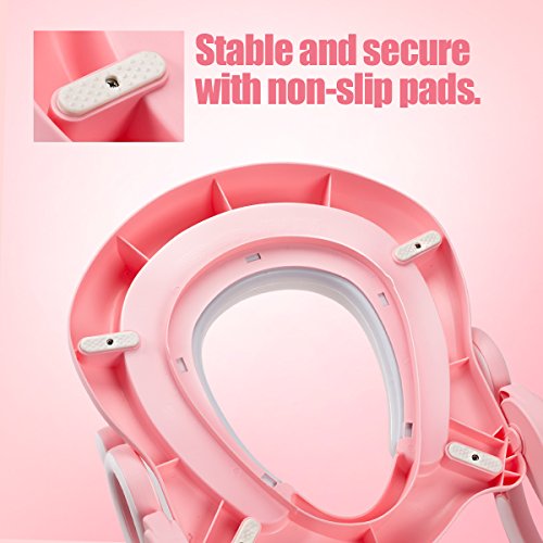 GrowthPic Toddler Toilet Training Seat Ladder with Sturdy Non-Slip Wide Step and Soft Cushion for Girls with Splash Guard(NEW)