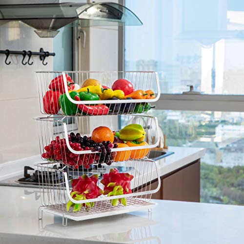 TOLEAD Screws Free 3 Tier Spice Rack Fruit Basket Kitchen Organizer Heavy Duty