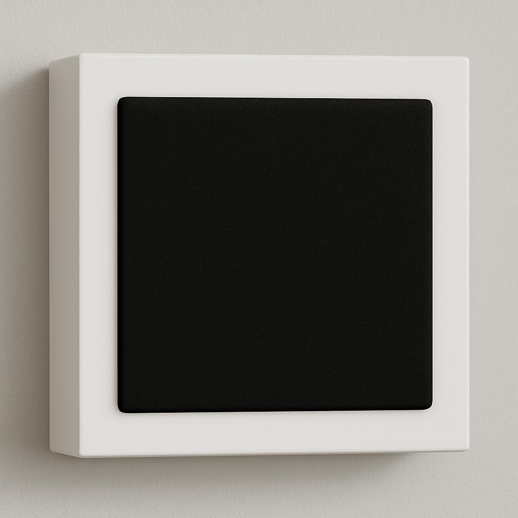 RO&CO DLS Flatbox Slim Mini White – Altavoces de Pared Ultra Compactos (Pareja), 3”, 20-80W, 8 Ohm, Diseño Slim para Home Cinema, Surround o Altura, Blanco Mate con Rejillas Intercambiables