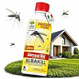 Albagarden Insetticida Antizanzare Giardino con Cipermetrina Concentrato 1 Litro - Anti Zanzara Tigre, Mosche, Cimici, Formiche, Scarafaggi - Uso Interno ed Esterno, 4 Settimane di Protezione
