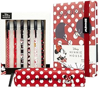 Disney Notebook, Pencil Case & Pen Set, Girls School Supplies, Minnie Mouse Gifts For Girls