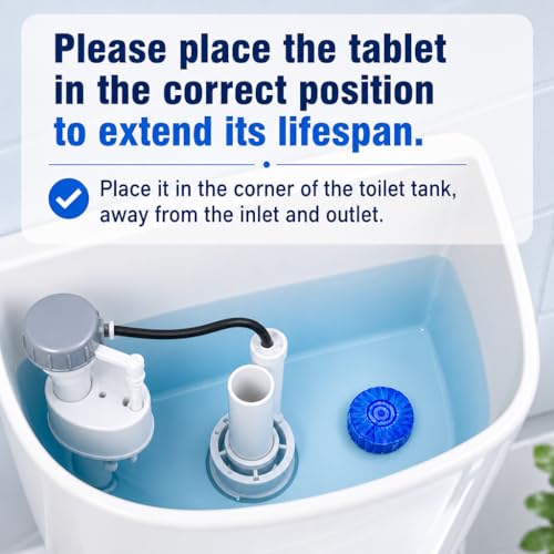 Image of Msvvko Toilet Bowl Cleaner Tablets 100 Count - Blue Toilet Tank Cleaner Blocks Bulk Pack, Long Lasting Bathroom Deodorizer, Hard Water Stain Remover & Descaler, Septic Safe No-Scrub Daily Freshness