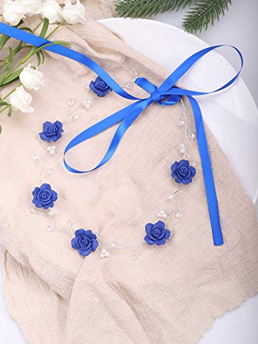 Missgrace Bridal Crystal Navy Blue Headband Wedding And Bride Hairpiece For Evening Party -Navy Blue Flower Women And Flower Girl Vintgae Hair Vine Bridal Hair Accessories #TOP5