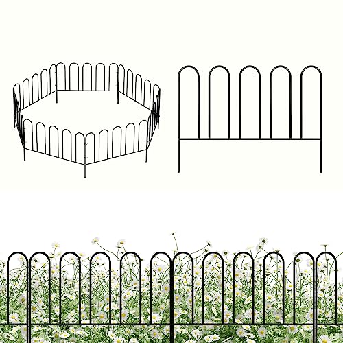7 Panels Small Decorative Garden Fence No Gouge Garden Fence Border 12.6in (H) x 10ft (L) Flower Bed Fencing Animal Barrier Metal Fencing for Yard Patio Landscape Outdoor