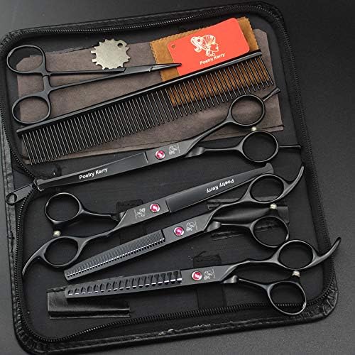 high-end Professional pet Care 7.0 inch pet Scissors 440C Steel Black (Set3)