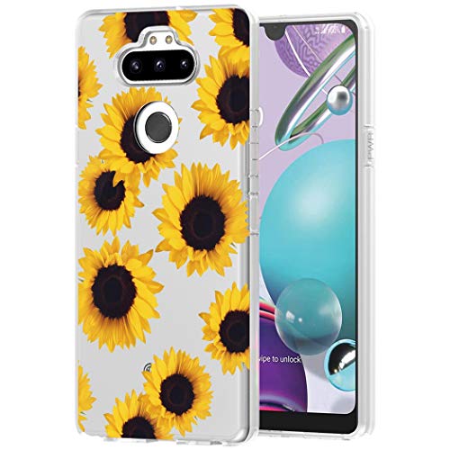 Zoeirc for LG Aristo 5 Plus/for LG K31/for LG Risio 4/for LG Phoenix 5/for LG Fortune 3 Clear Case for Girls Women, Soft TPU Shockproof Protective Transparent Phone Case Cover for LG K31 (Sunflower)