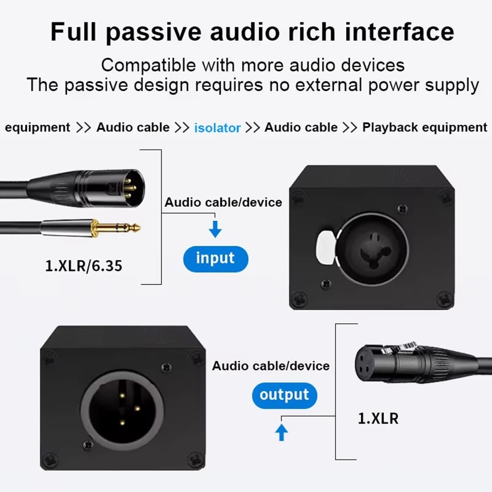 Aislador de Audio XLR, Filtro de Ruido, Supresor de Ruido, Aislador de Señal de Audio para Eliminador de Común.