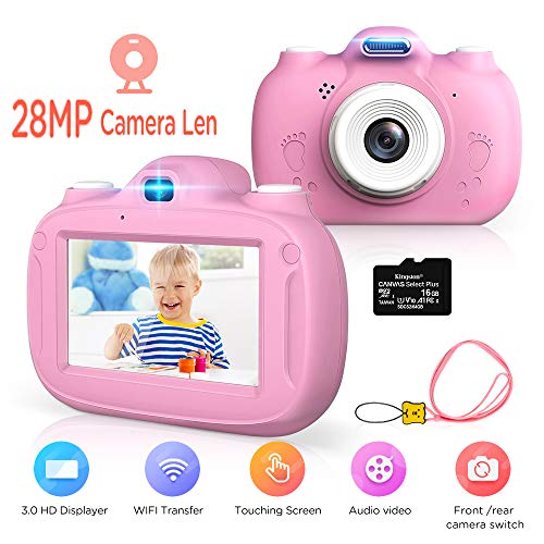 AMATAGE 28Mp Kids Camera for Boys Girls,Built-in WiFi Camera for Kids with Front