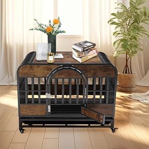 38”/42" Heavy Duty Dog Crate Furniture for Large Dogs, Enclosed design withlockable Wheels, Indestructible Metal Kennel for High Anxiety Dogs, Chew Proof Pet Cage House Indoor, Brown (37.4*23.6*31.9) 38”/42″ Heavy Duty Dog Crate Furniture for Large Dogs, Enclosed design withlockable Wheels, Indestructible Metal Kennel for High Anxiety Dogs, Chew Proof Pet Cage House Indoor, Brown (37.4*23.6*31.9)