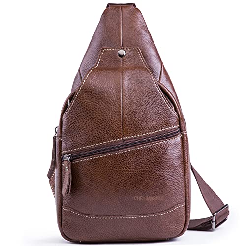 Chrysansmile Sling Bag for Men Black Crossbody Bags for Women Genuine Leather Cross Body Bag Mini Backpack for Travel Outdoor