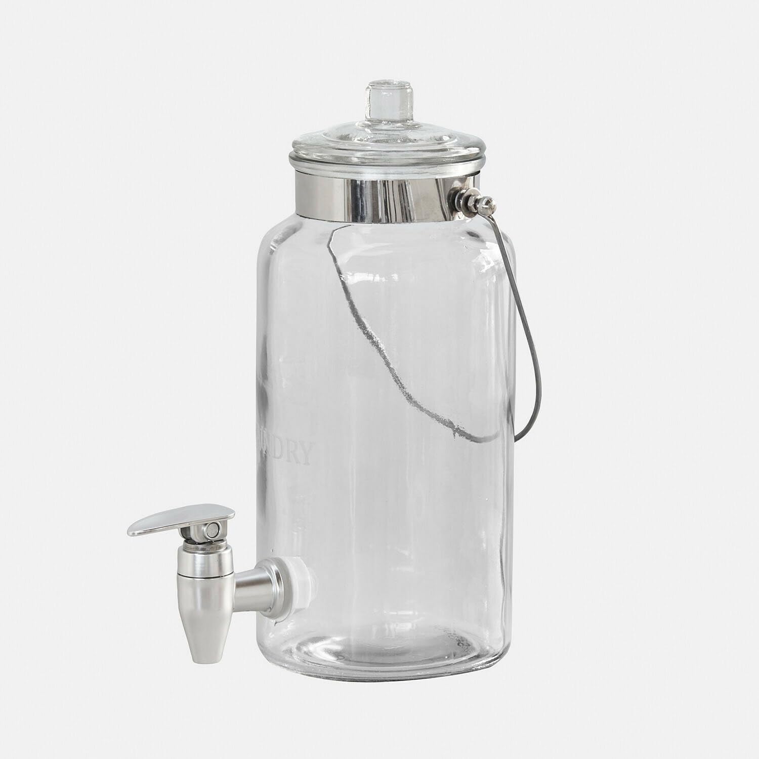 Loberon Dosierspender Pivola - Transparentes Design - mit Dezenter Gravur - Fassungsvermögen 2,5 L - Badzubehör - Glas - Eisen, klar/Silber