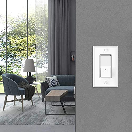 2 Pack Illuminated 3 Way Light Switch, Decora Paddle Rocker Light Switch With Led Night Light, Automatic On/Off Sensor, 15Amp 120/277Volt, White #TOP5