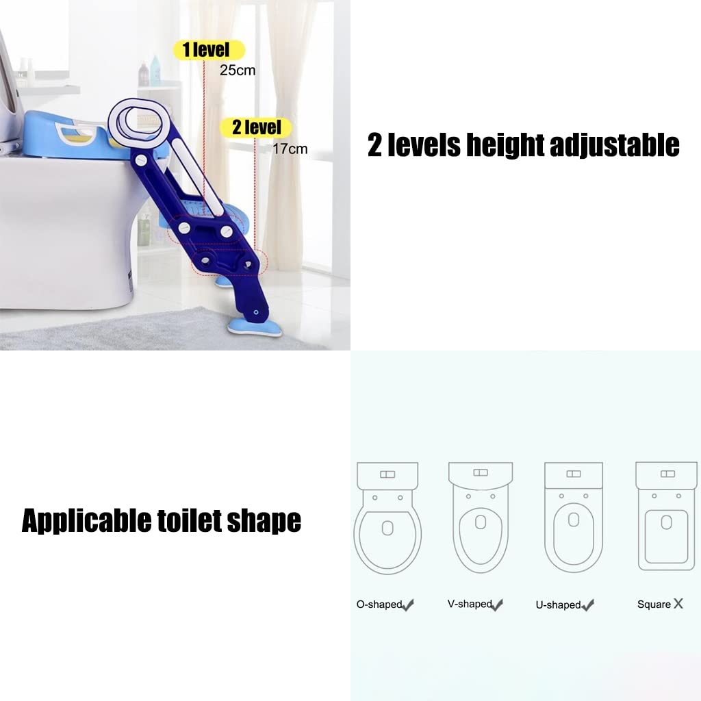 Reducteur Toilette avec Marche Entraînement Ajustable pour Petits Garçons Et Filles Siège Formation Toilette, Pliable, 2 Options De Coussin De Siège, Porteur 80kg