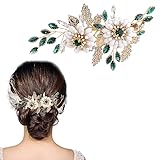 Bride Daisy Flower Wedding Hair Comb Slides,Rhinestone Gold Crystal Hair Pieces Bridal Hair Accessories for Women and Girls