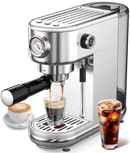 Espresso Machine with Milk Frother, 20 Bar High Pressure...